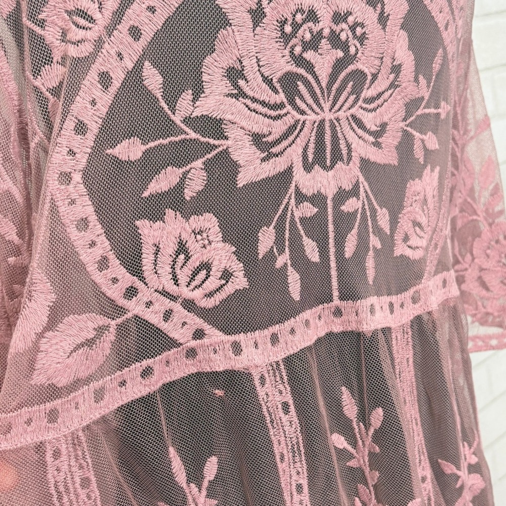 Open Sheer Lace Kimono Duster Size L Boho Whimsigoth Fairy Romantic Layering - Picture 10 of 11